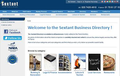 accommodation in France|banks in France|builders|Insurance in France|restaurants in France|Sextant directory|tourism in France
