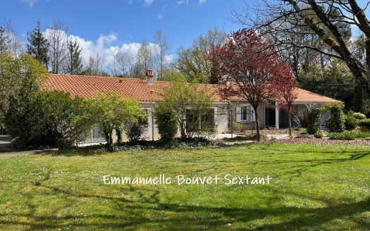West Bergerac, beautiful ground-floor house, 5/6 bedrooms, 3 bathrooms and toilets, nice living space, office/workshop, garage, spa, landscaped land and quiet environment