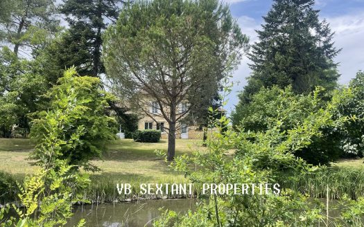 15 minutes from Saint-Emilion, beautiful stone house with terrace and garage in a magnificent wooded park, decorated with a pond