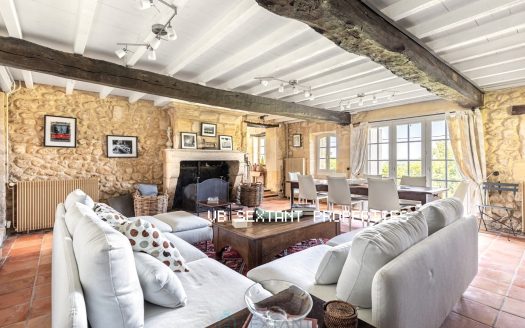 Entre-Deux-Mers, 30 minutes from Bordeaux, 1.2 hectare property, charming house with swimming pool and commanding view.