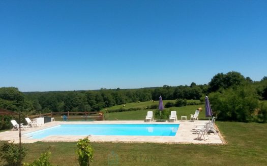 Near Monpazier, stone property with 3 houses, outbuildings and swimming pool on 5.3 hectares of land