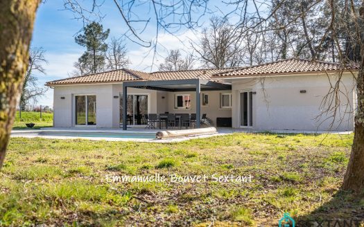 Modern house at 10 min from Bergerac, with swimming-pool, terrace, 4-5 bedrooms, 2 bathrooms, large living-space, peaceful area