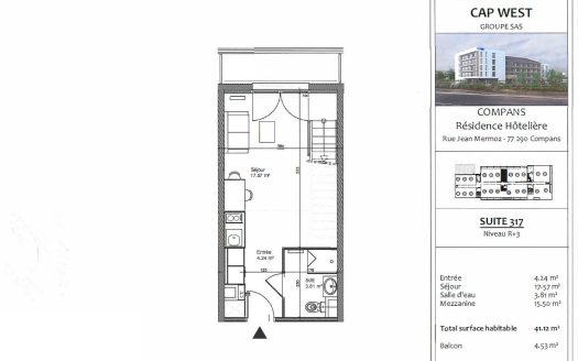 RENTAL INVESTMENT – Compans – Cap West Business Residence – Compans – 7.16% return