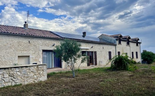 Monbazillac, longère stone house with outbuiliding, 5 beds, garage, workshop, jacuzzi, cellar, 2300 sqm of land